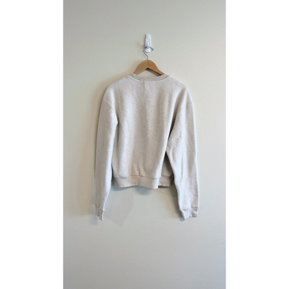 Good American Sherpa Boyfriend Sweatshirt in Bone - Picture 3 of 9